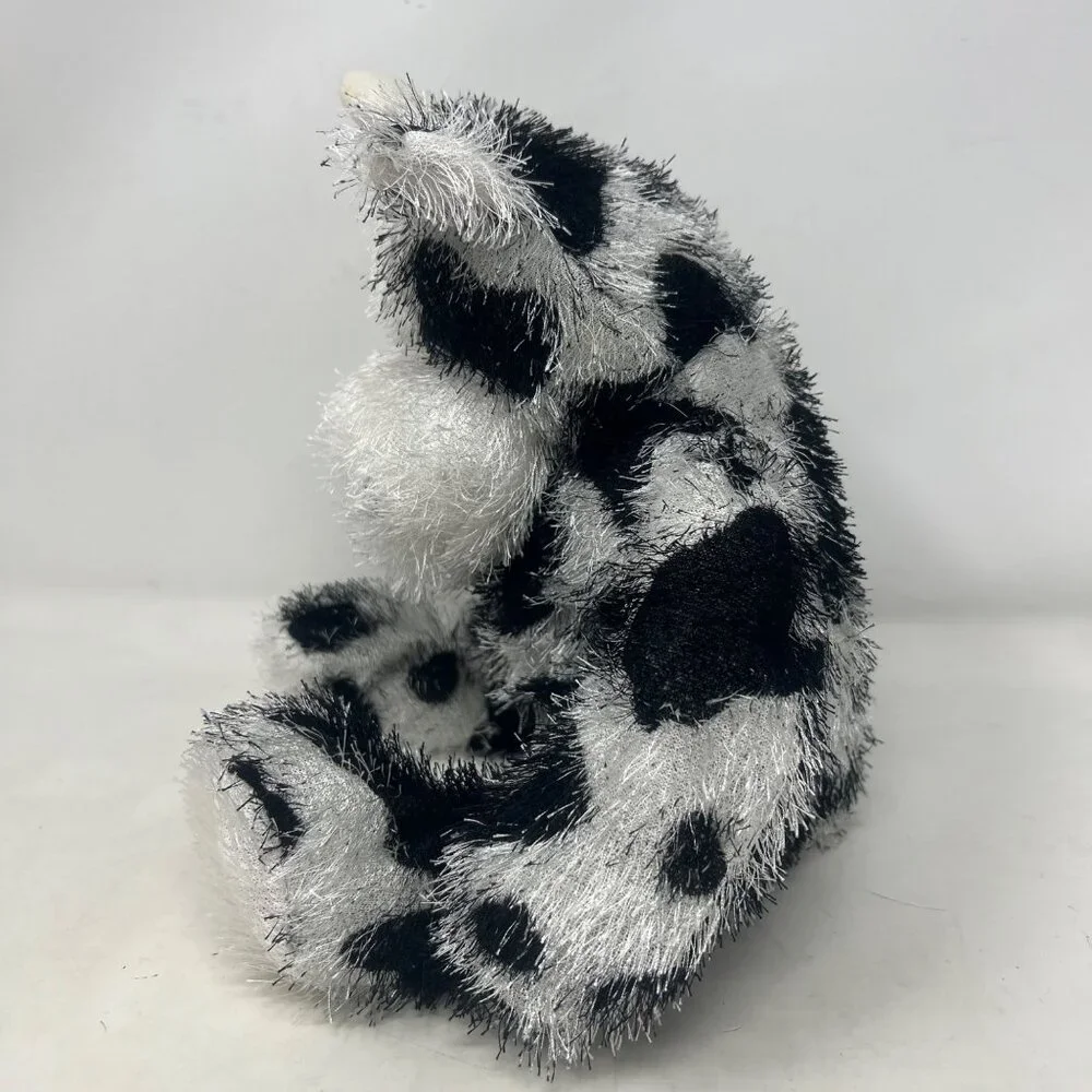 Kellytoy Cow Black White Spots Eyelash Fur Plush Stuffed Animal‎ 12